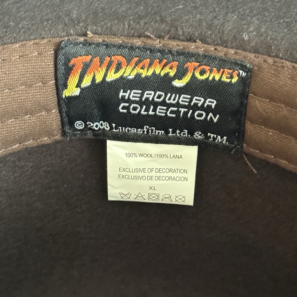 Indiana Jones 2008 Wool Fedora Hat Felted XL Brown Lucasfilm 23" Wide Brim - Picture 6 of 8